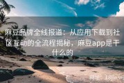 麻豆品牌全线报道：从应用下载到社区互动的全流程揭秘，麻豆app是干什么的
