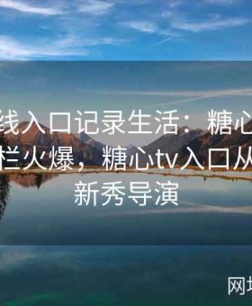 糖心在线入口记录生活：糖心vlog短纪录专栏火爆，糖心tv入口从中发现新秀导演