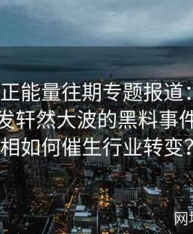 《黑料正能量往期专题报道：回顾那些曾引发轩然大波的黑料事件，背后真相如何催生行业转变？》