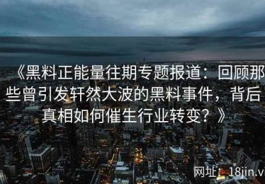 《黑料正能量往期专题报道：回顾那些曾引发轩然大波的黑料事件，背后真相如何催生行业转变？》